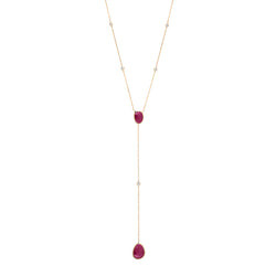 Precious Nina Necklace in 18k Yellow Gold with Ruby Stones and Diamonds