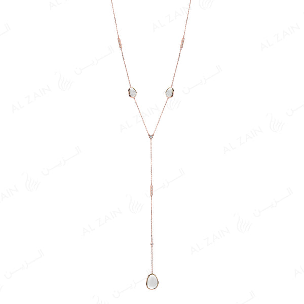 Simply Nina necklace in 18k rose gold with Mother of Pearl stones and diamonds
