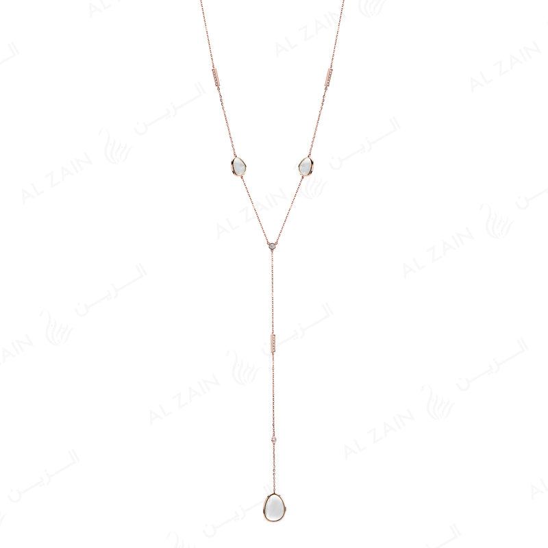 Simply Nina necklace in 18k rose gold with Mother of Pearl stones and diamonds