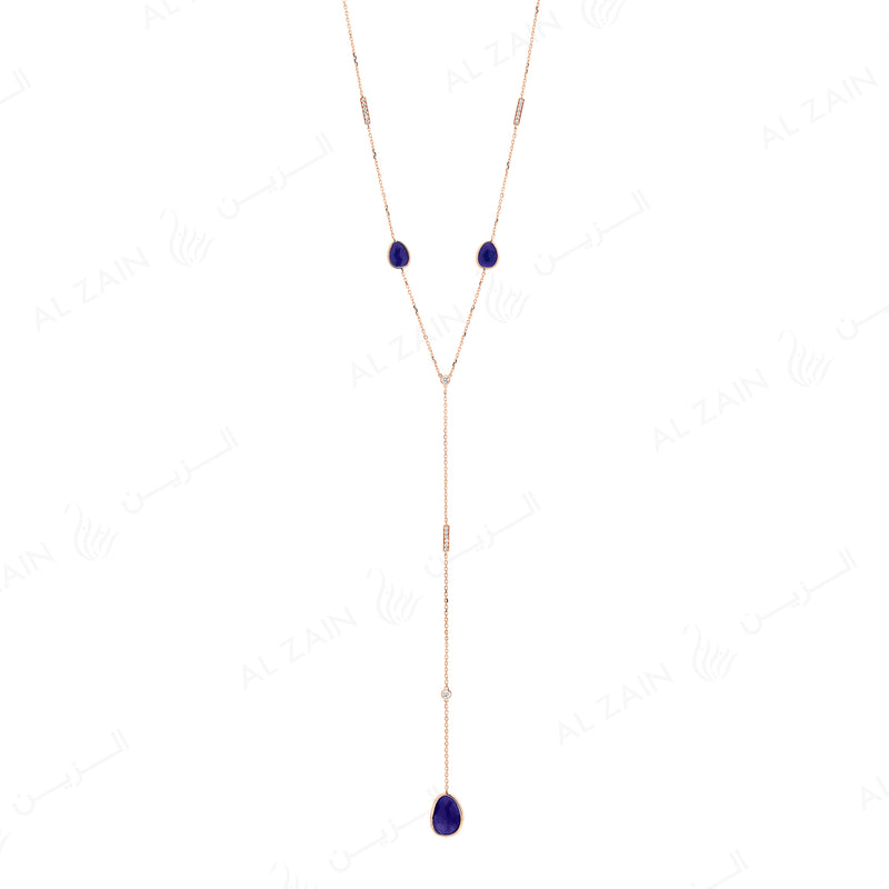 Precious Nina Necklace in 18k Rose Gold with Sapphire Stones and Diamonds