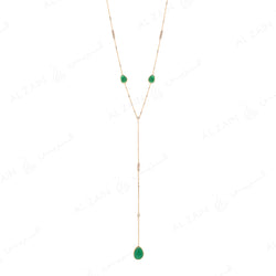 Precious Nina Necklace in 18k Yellow Gold with Emerald Stones and Diamonds