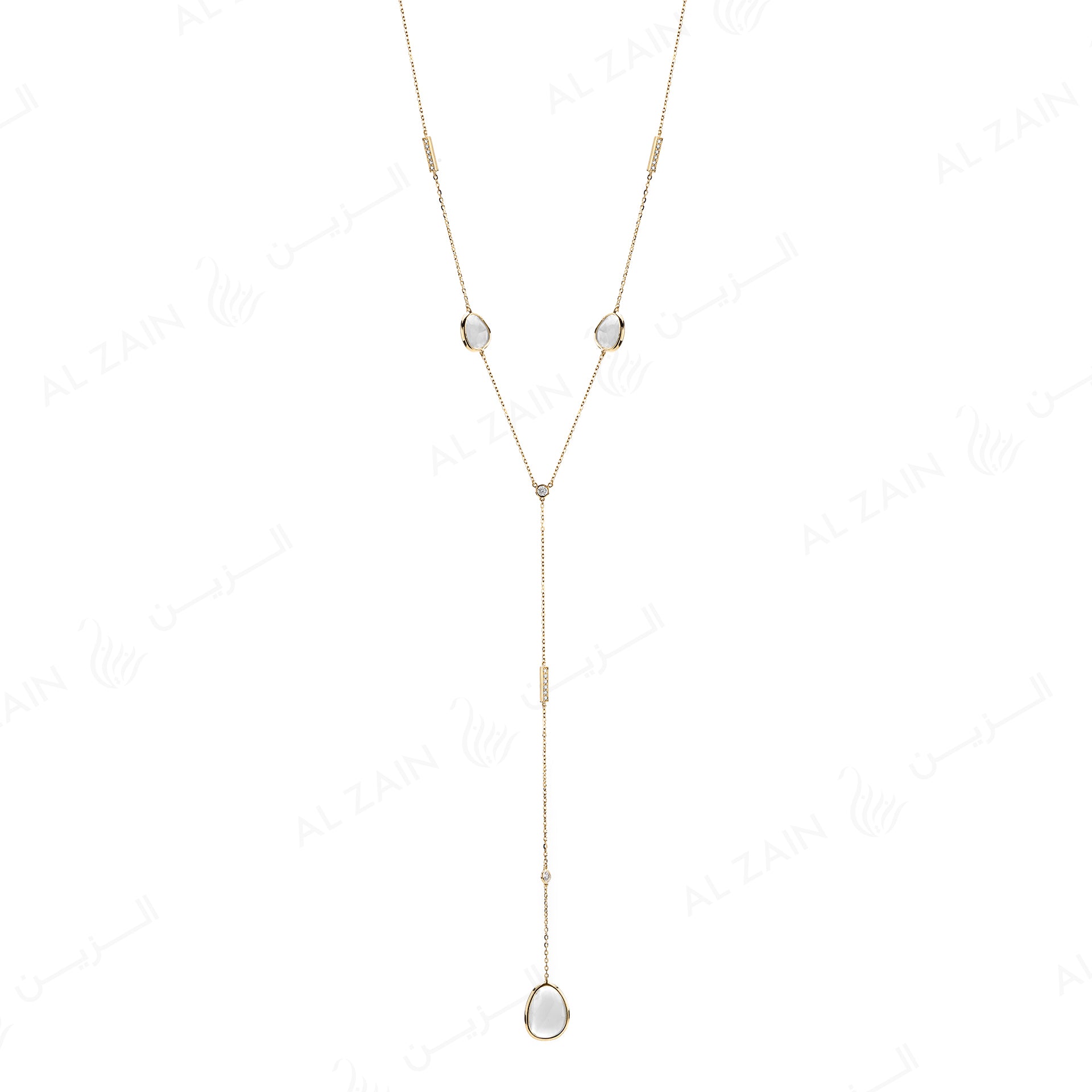Simply Nina necklace in 18k yellow gold with Mother of Pearl stones and diamonds