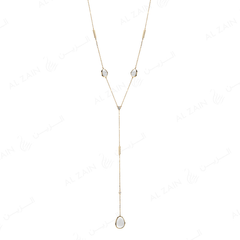 Simply Nina necklace in 18k yellow gold with Mother of Pearl stones and diamonds