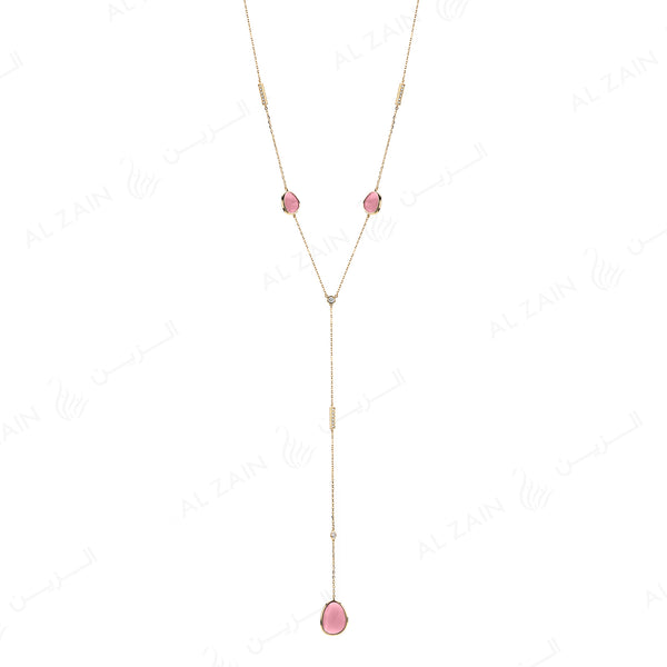 Simply Nina necklace in 18k yellow gold with Opal stones and diamonds