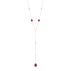 Precious Nina Necklace in 18k Yellow Gold with Ruby Stones and Diamonds