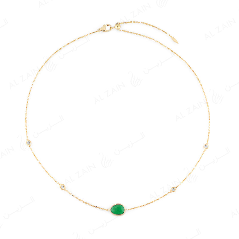 Precious Nina Choker in 18k yellow gold with Emerald Stones and Diamonds