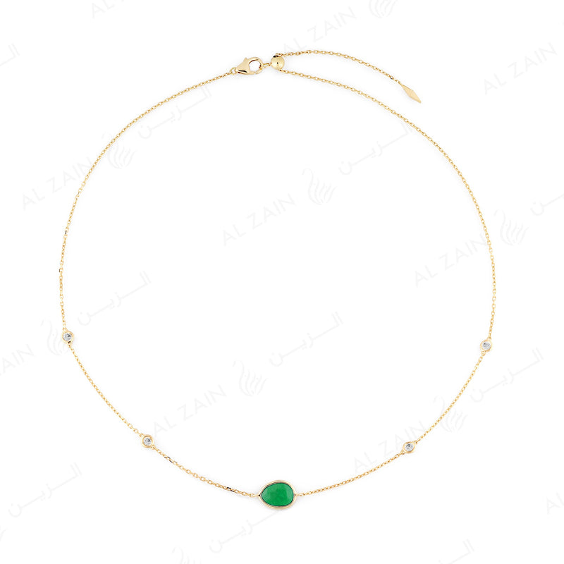 Precious Nina Choker in 18k yellow gold with Emerald Stones and Diamonds