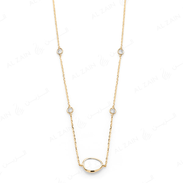 Simply Nina choker in 18k yellow gold with Mother of Pearl stone and diamonds
