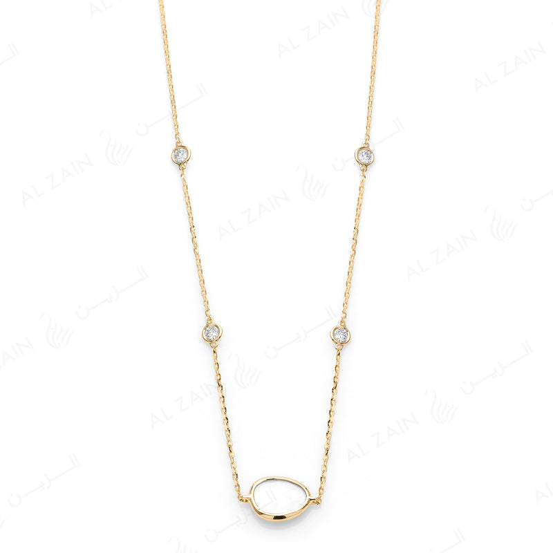 Simply Nina choker in 18k yellow gold with Mother of Pearl stone and diamonds