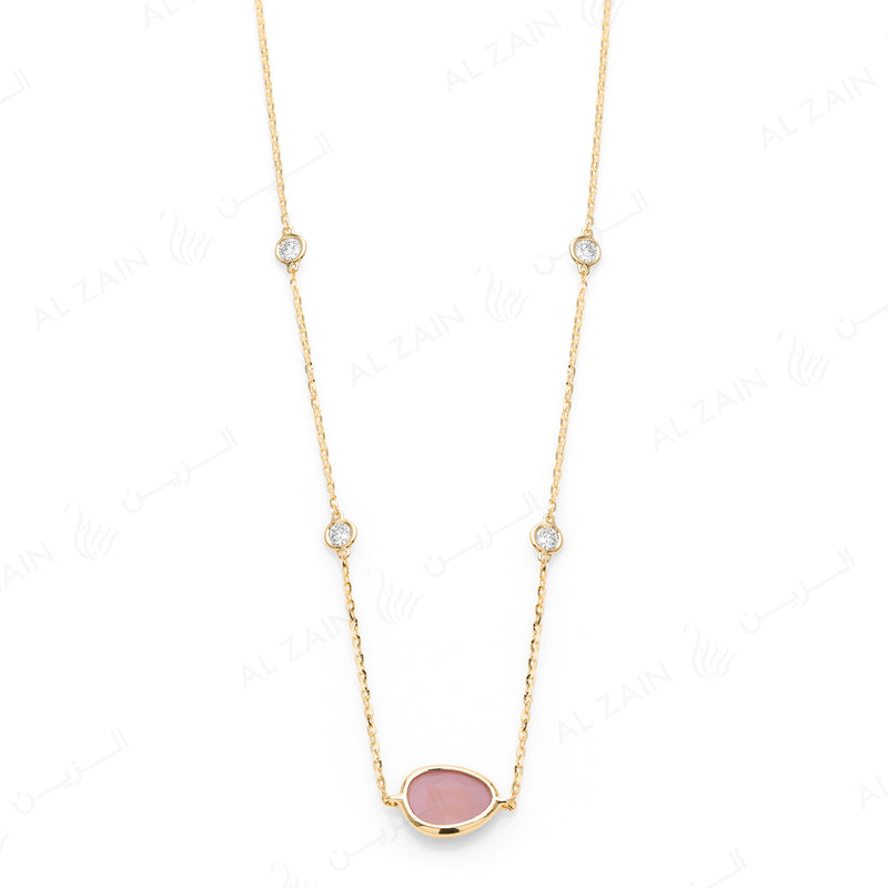 Simply Nina choker in 18k yellow gold with Opal stone and diamonds