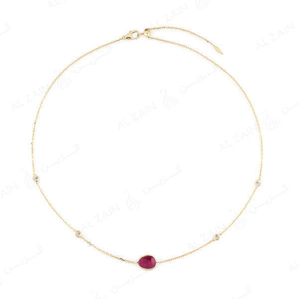Precious Nina Choker in 18k yellow gold with Ruby stones and diamonds