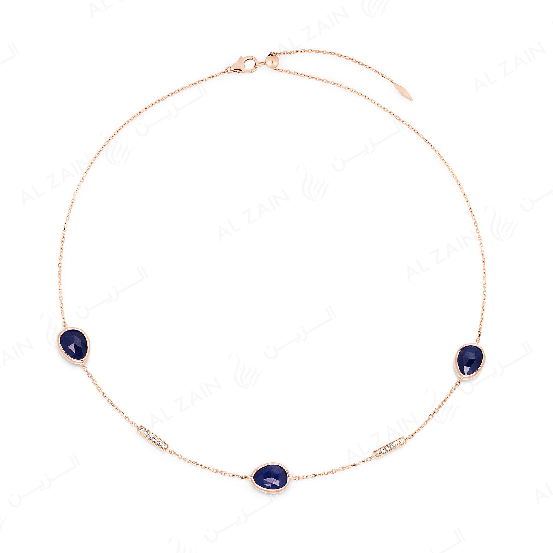 Precious Nina Choker in 18k Rose Gold with Sapphire Stones and Diamonds