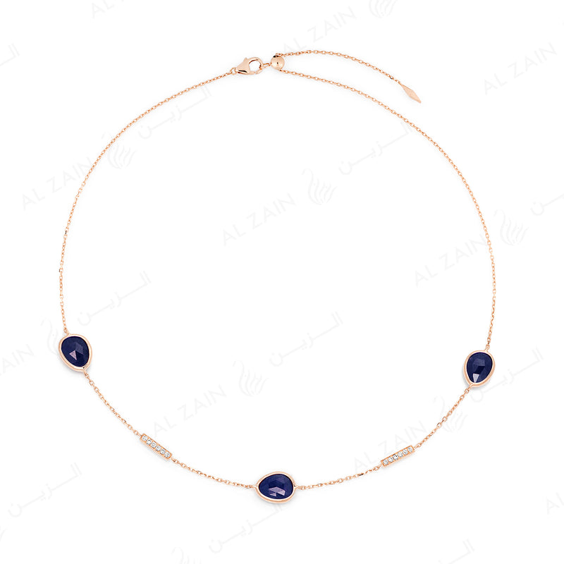 Precious Nina Choker in 18k Rose Gold with Sapphire Stones and Diamonds