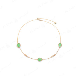 Simply Nina choker in 18k yellow gold with Chrysoprase stones and diamonds