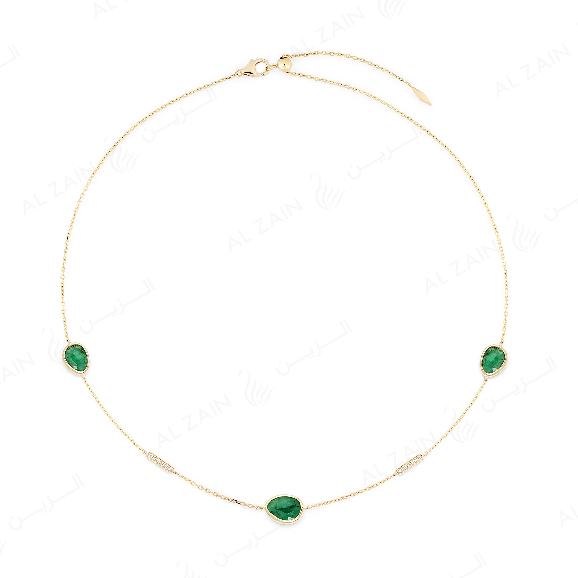 Precious Nina Choker in 18k yellow gold with Emerald stones and diamonds