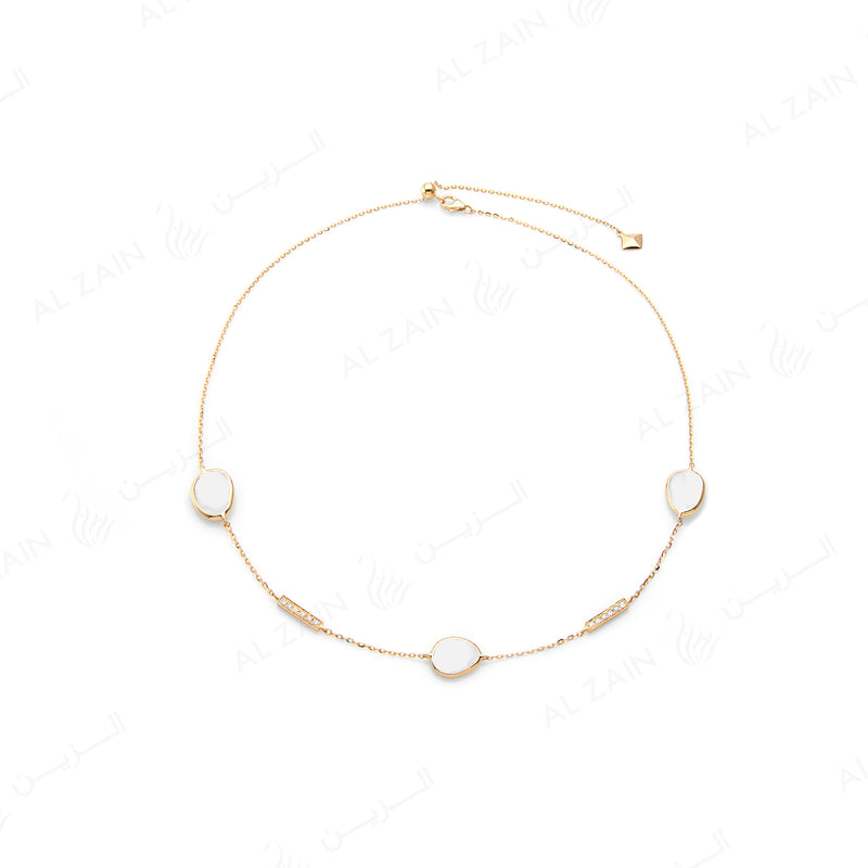 Simply Nina choker in 18k yellow gold with Mother of Pearl stones and diamonds