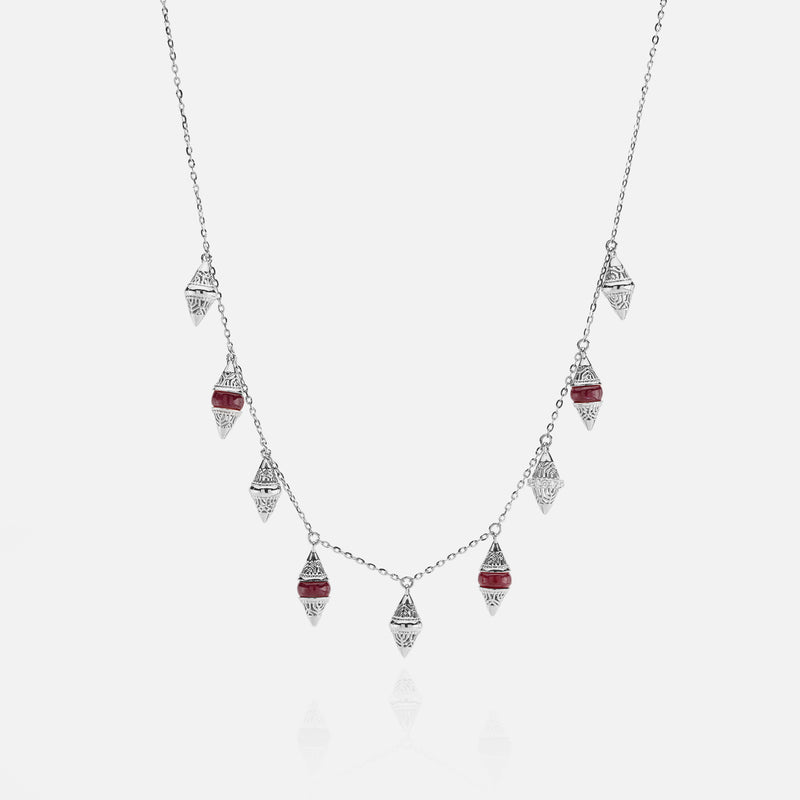 Al Merriyah mood colour choker in 18k white gold with ruby and diamonds - Al Zain Jewellery