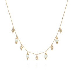 18k Yellow Gold Choker with Mother Of Pearl and Diamonds