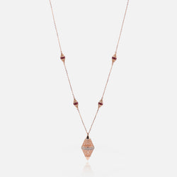 Al Merriyah mood colour necklace in 18k rose gold with ruby and diamonds - Al Zain Jewellery