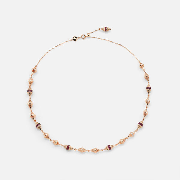 Al Merriyah mood colour choker in 18k rose gold with ruby and diamonds - Al Zain Jewellery