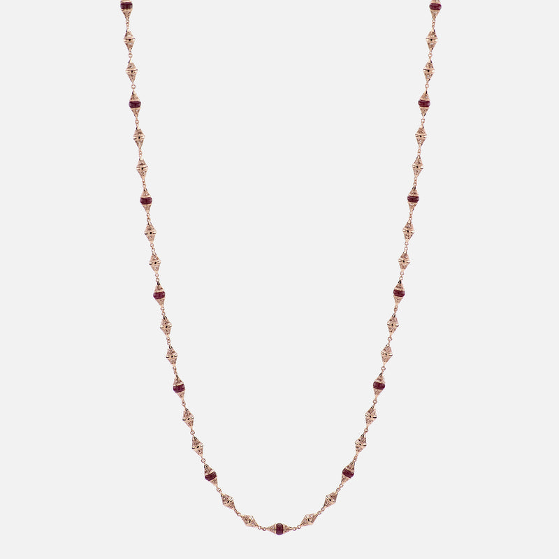 Al Merriyah mood colour necklace in 18k rose gold with ruby and diamonds - Al Zain Jewellery