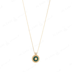 UAE Necklace in 18k yellow gold with Malachite Stone and Diamonds