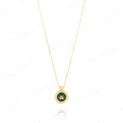 Kuwait Necklace in Yellow Gold with Malachite and diamonds