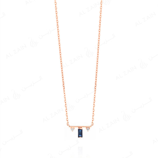 Mystique necklace in rose gold with diamonds and sapphire stone