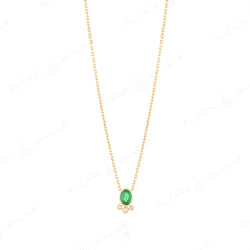 Mystique necklace in yellow gold with diamonds and emerald stone