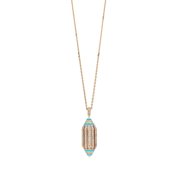 Al Merriyah Hyceram Large Barrel Shaped Turquoise Necklace