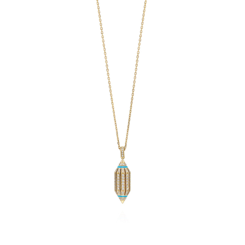 Al Merriyah Hyceram Medium Barrel Shaped Turquoise Necklace