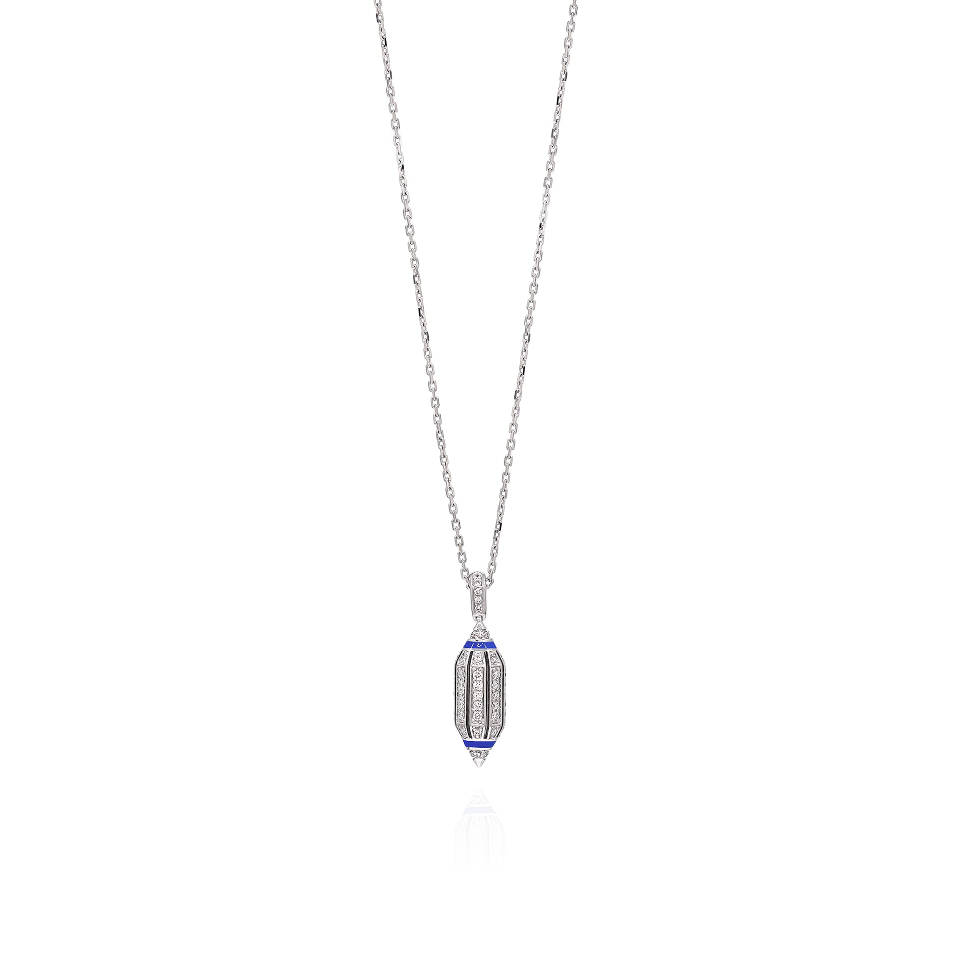 Al Merriyah Hyceram Pendant Necklace In White Gold With Diamonds