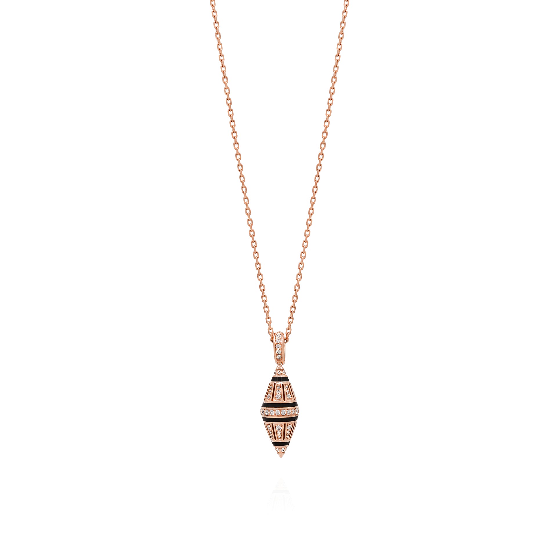 Al Merriyah Hyceram Pendant Necklace In Rose Gold With Diamonds