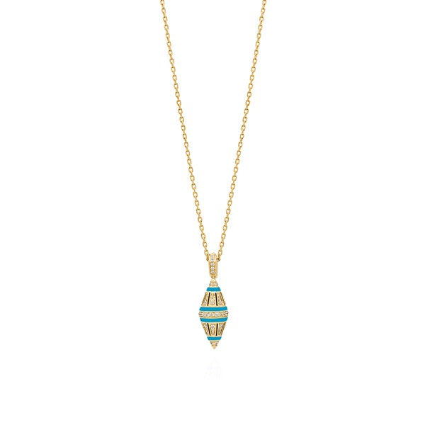 Al Merriyah Hyceram Small Barrel Shaped Turquoise Necklace