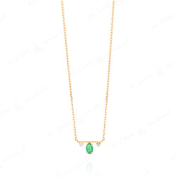 Mystique necklace in yellow gold with diamonds and emerald stone