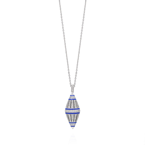 Al Merriyah Hyceram Pendant Necklace In White Gold With Diamonds