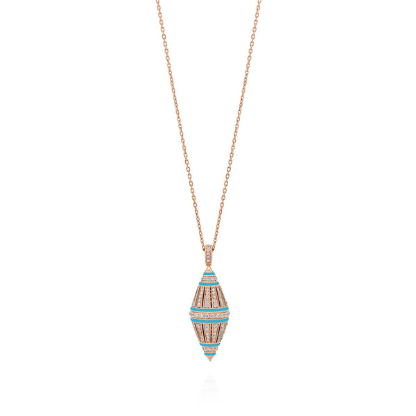 Al Merriyah Hyceram Large Barrel Shaped Turquoise Necklace