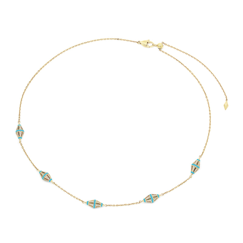 Al Merriyah Hyceram Choker Necklace in Yellow Gold with Diamonds