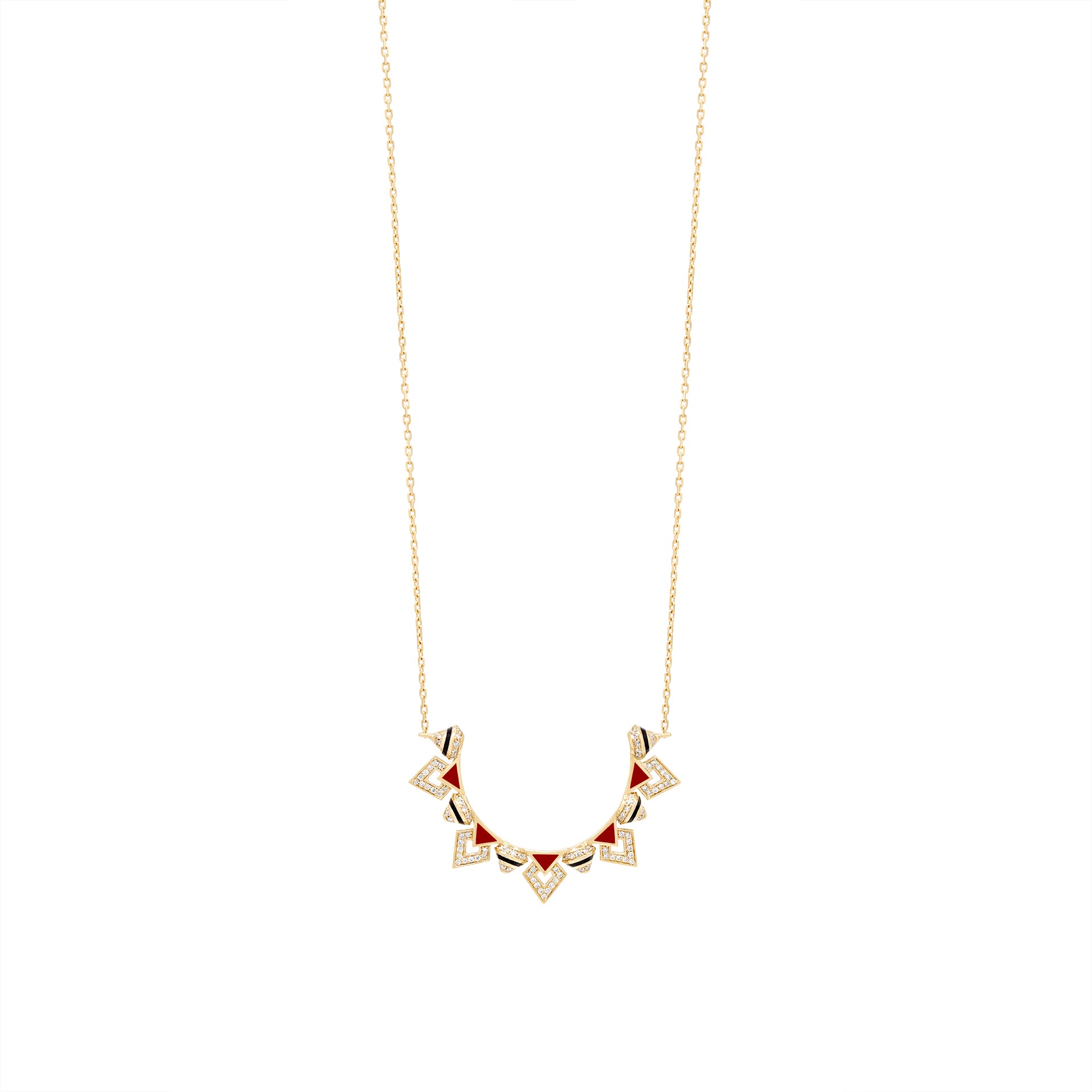 Mosaic Rouge Pendant Necklace in 18K Yellow Gold And Diamonds