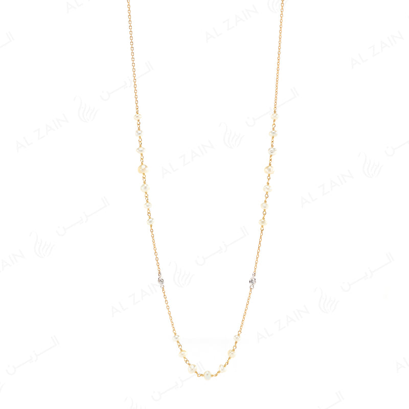 Natural Pearl Necklace in Yellow Gold - Al Zain Jewellery
