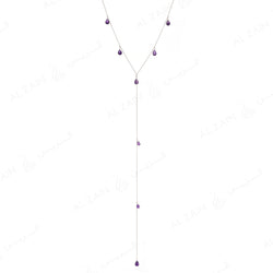 Nina Necklace in White Gold with Amethyst Stone - Al Zain Jewellery