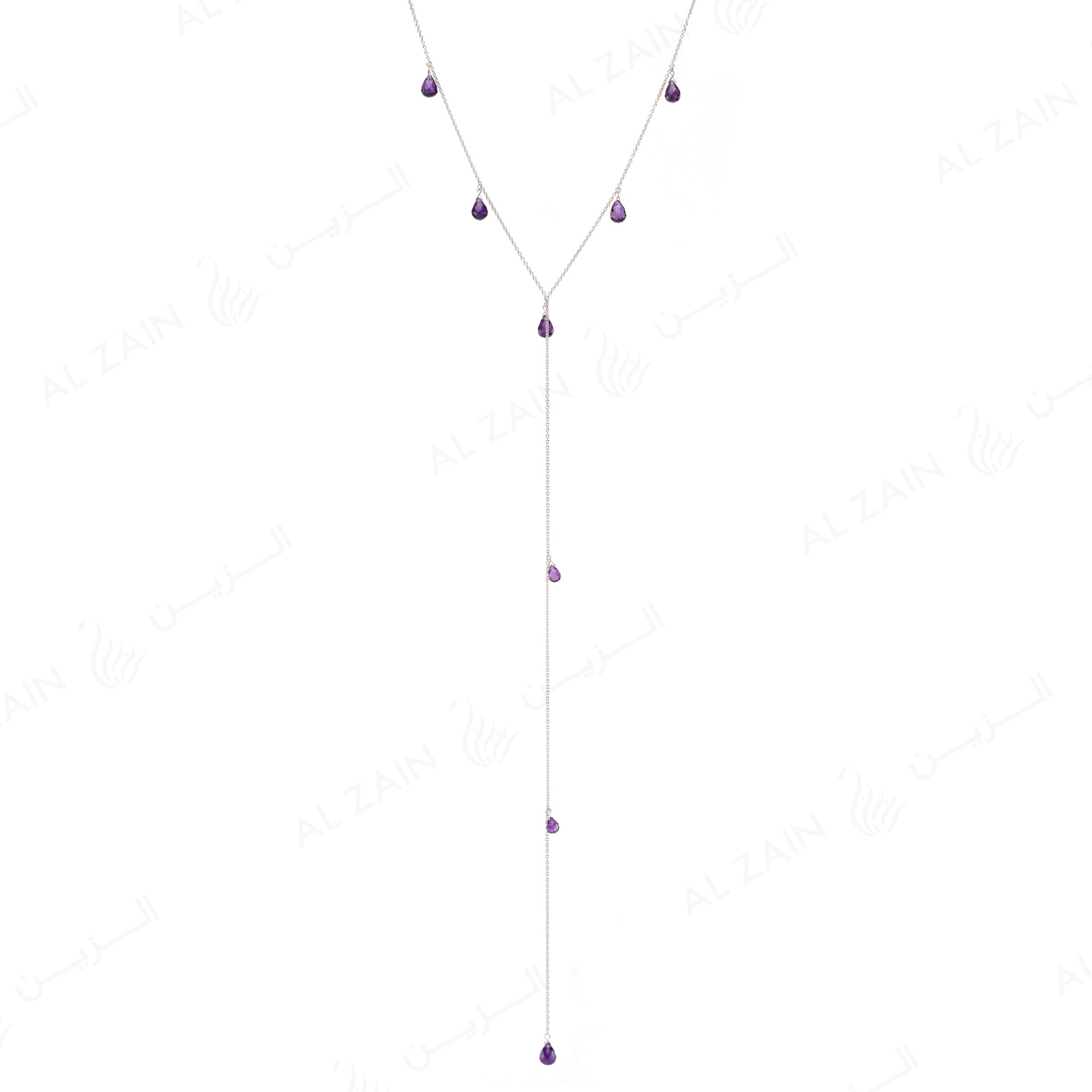 Nina Necklace in White Gold with Amethyst Stone - Al Zain Jewellery