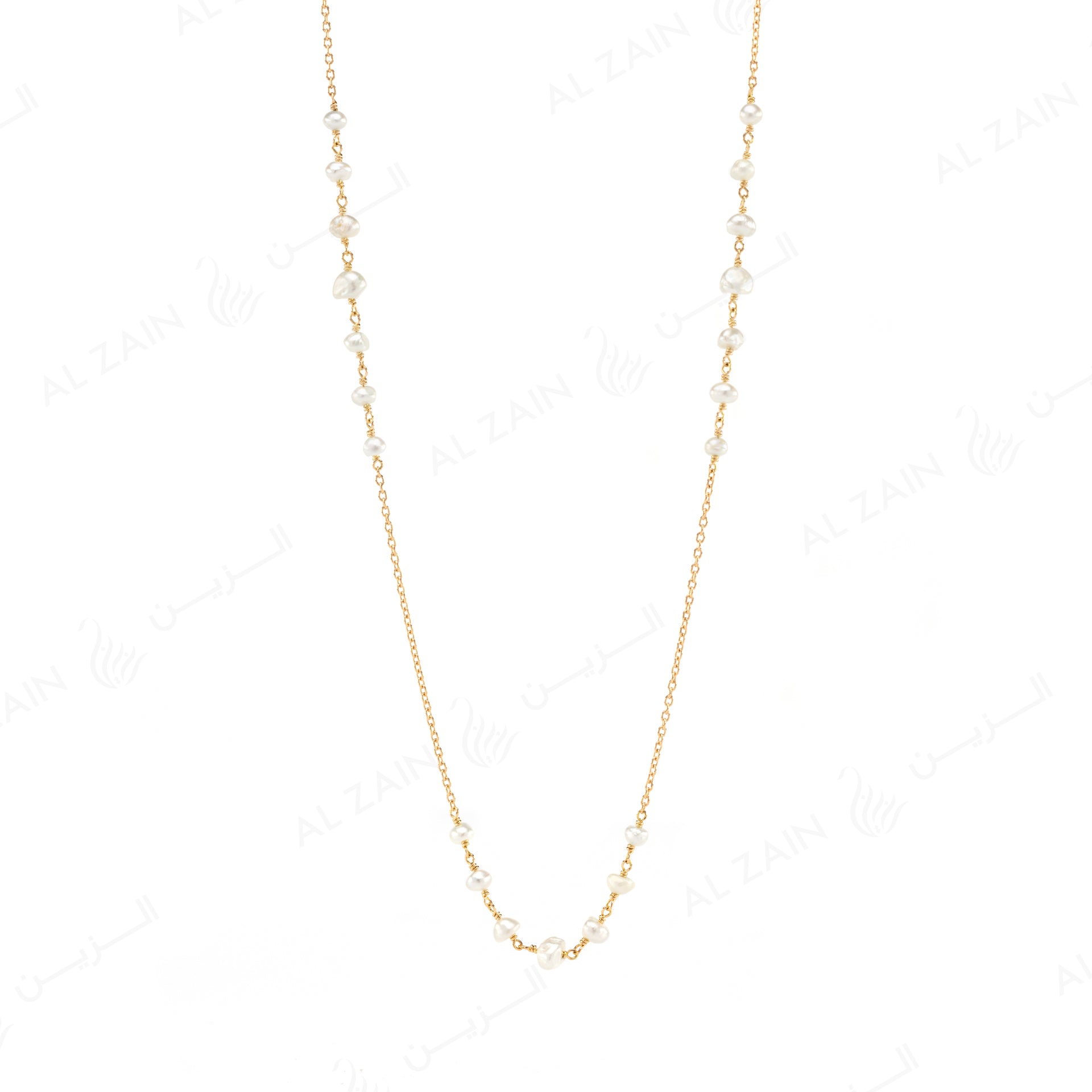 Natural Pearl Necklace in Yellow Gold - Al Zain Jewellery