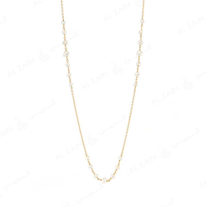 Natural Pearl Necklace in Yellow Gold - Al Zain Jewellery