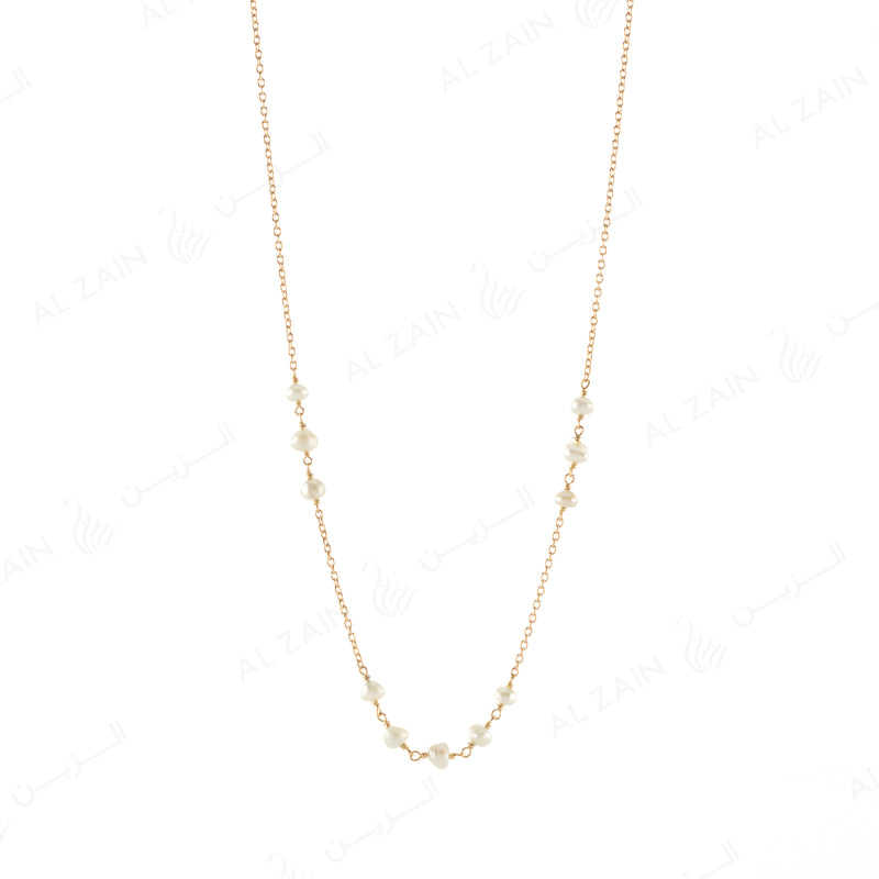 Natural Pearl Necklace in Yellow Gold