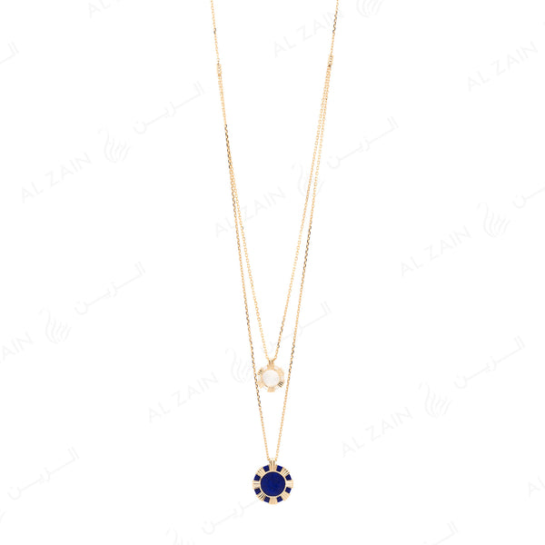 Cordoba necklace in yellow gold with lapis and mother of pearl stones