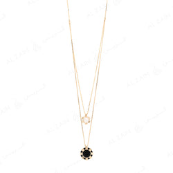 Cordoba necklace in yellow gold with onyx and mother of pearl stones
