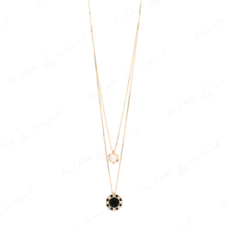 Cordoba necklace in yellow gold with onyx and mother of pearl stones