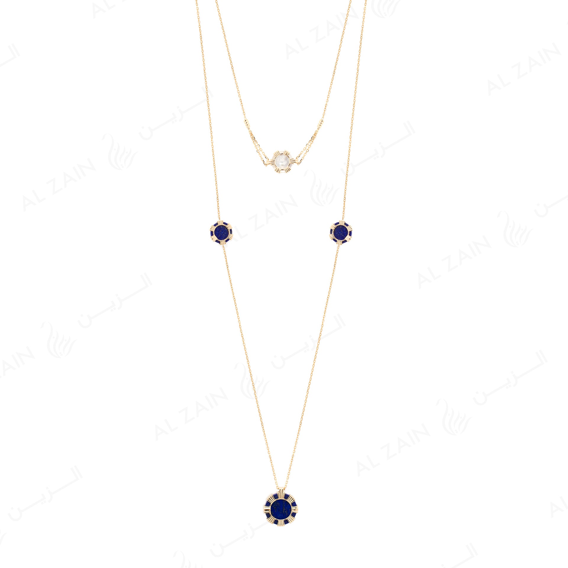 Cordoba necklace in yellow gold with lapis and mother of pearl stones