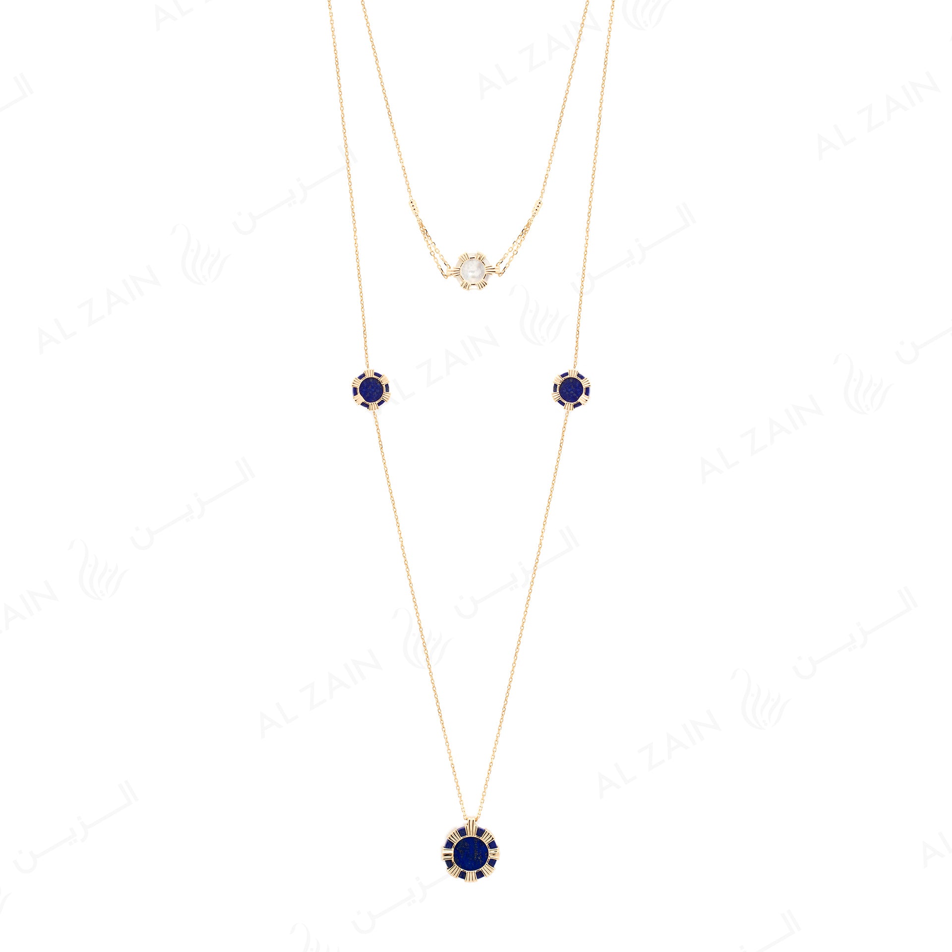 Cordoba necklace in yellow gold with lapis and mother of pearl stones